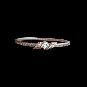 VINTAGE Elegant Silver / Gold tone Bangle Bracelet with Crystal Accents